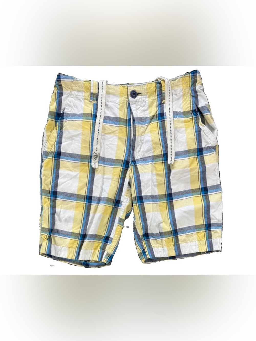 Y2K Vintage Aeropostale Plaid Shorts Men's 32 Yellow Skater Baggy Jock Grunge